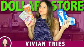 6 WEIRD DOLLAR STORE KITCHEN ITEMS  VIVIAN TRIES HAUL [upl. by Anelhtak]