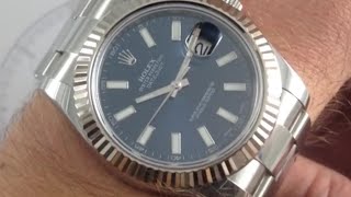 Rolex Oyster Perpetual Datejust II 116334 Blue Dial Luxury Watch Review [upl. by Braca]