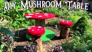 Lets make a DIY Cottagecore Mushroom Table using an old Wire Spool Super CHEAP DIY Project [upl. by Noiztneb]