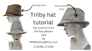 Trilby Hat Tutorial for PDF pattern available from shmillineryetsycom [upl. by Occir]