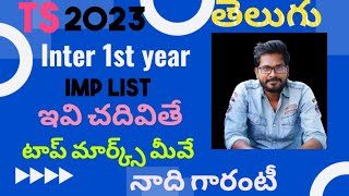 Inter 1st year Telugu important list 2023 for 99 marks TS Trilokya6600Trilokya6600 [upl. by Ytsrik]