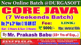 CORE JAVA 7 Weekends Batch Online Training  DURGASOFT [upl. by Acinat231]