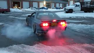 Twin turbo 6 port fc rx7 second gear burnout [upl. by Yllop]