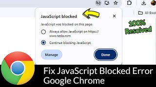 How to Fix JavaScript Blocked Error of Google Chrome Resolved [upl. by Hurd]