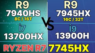 R9 7940HS VS R9 7945HX VS R7 7745HX VS I9 13900H VS I7 13700HX  IGPU um 790 minisforum RX 780M GPU [upl. by Seitz410]