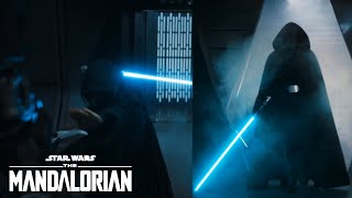 Luke Skywalker Hallway Scene BUT Hes Using His Fathers BLUE LIGHTSABER  Mandalorian S2 shorts [upl. by Tihom347]