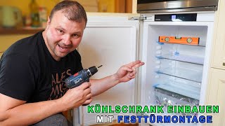 Kühlschrank einbauen mit Festtürmontage 👉 Einbaukühlschrank einbauen Anleitung Liebherr [upl. by Rehpotsirhc]