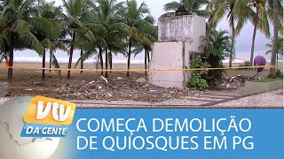 Começam as demolições dos quiosques em Praia Grande [upl. by Teage]