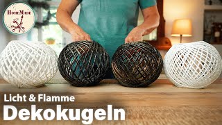 DIY  Dekokugeln einfach selber machen  Tischlampe aus Garn und Zement  Stylische Kugelleuchte [upl. by Jilli]