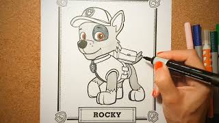 AniaKoloruje Dla Maluchów  For Kids  How to color PAW PATROL  ROCKY  Jak pokolorować PSI [upl. by Shanta]