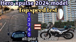 Hero xpulse 200 4 v new model top speed all of gear test ethical not fake speed [upl. by Jolyn825]