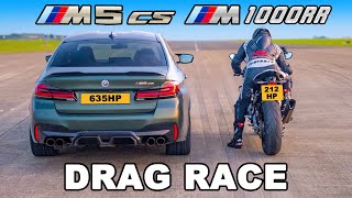 BMW M5 CS v BMW M Superbike DRAG RACE [upl. by Kaenel]