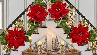 Estas GUIRNALDAS PARA NAVIDAD son las mas hermosas Flores Nochebuena para DECORAR Tu Casa [upl. by Edalb]