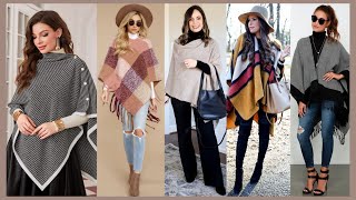 BELLISIMOS LOOKS CON PONCHOS Y CAPAS TEJIDAS 😎🧶 DISEÑOS MODERNOS Y CON MUCHO ESTILO [upl. by Roinuj]