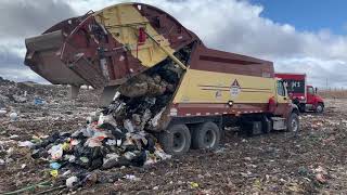 Unloading A Garbage Truck At The Dump [upl. by Nrehtak]