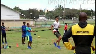 Indian athletes at JAMAICA 🇯🇲 2  Usain Bolt training club Races Track Club Kingston Jamaica [upl. by Sibby327]