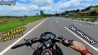 NS 200 ONE HAND CHALLENGE 🤯⚡ 15 KM NON STOP ON HIGHWAY 🤙 NS 200 CHALLENGING VIDEO ns200 motovlog [upl. by Goldstein]