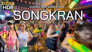 🇹🇭 4K HDR  2024 Bangkok Songkran festival at Khaosan road  13 April [upl. by Alfonse850]