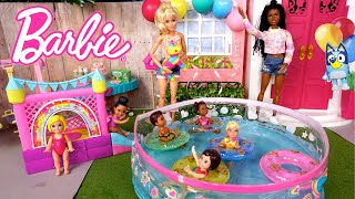 Barbie amp Ken Doll Family Getting Ready for Birthday Pool Party [upl. by Gena]