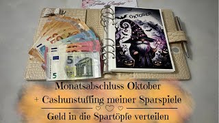 🦋Monatsabschluss Oktober  Cashunstuffing meiner Sparspiele  Geld in die Spartöpfe verteilen🦋 [upl. by Tai]