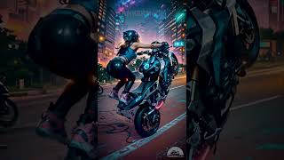 Biker Girl Doing Wheelies 🏍️ Gasolina 🎵 AI Edit aianimation stablediffusion deforum bikergirl [upl. by Nennahs972]