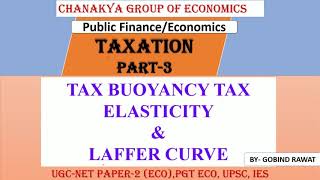 Taxation part3 Tax Buoyancy Tax elasticityamp Laffer Curveby Gobind RawatUGCNET Economics [upl. by Aimas582]