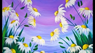 EASY Spring Flowers Acrylic Painting on Canvas for Beginners lovespringart2017  TheArtSherpa [upl. by Ahsenek]