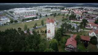 USAG Grafenwoehr US Army Germany Garrison Historic Tower  RED Epic Aerial footage [upl. by Nayrbo761]