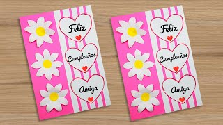 💛🌺 DIY Tarjeta de cumpleaños muy fácil 🌺💛 Beautiful Handmade Birthday card [upl. by Gun692]