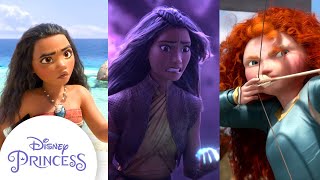 Every Time The Princesses Were Brave  Moana Rapunzel Raya amp More  Disney Princess [upl. by Namad629]