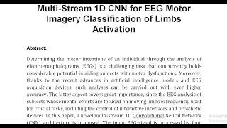 Multi Stream 1D CNN for EEG Motor Imagery Classification of Limbs Activation [upl. by Acire398]