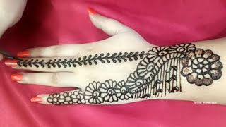 New simple mehndi design  karva chauth hand mehndi [upl. by Htomit]