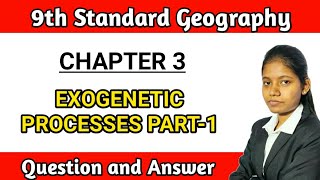 Exogenetic processes part 1 question answer  class 9 geography chapter 3 notes in hindi [upl. by Lebazej478]