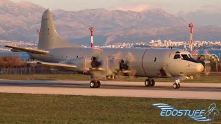 Lockheed P3C Orion  Beautiful Sunset Takeoff from Split Airport SPULDSP [upl. by Greenlee]