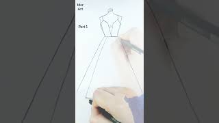 How To Draw A Dress 1 Drawing for beginners Fashion Art Satisfying [upl. by Htenaj]