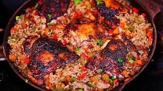 Jerk Chicken and Rice Recipe  Easy One Pan Chicken and Rice [upl. by Rorie]