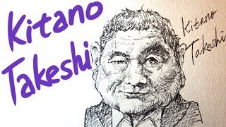 Kitano Takeshi  北野武 ビートたけし speed drawing 12m 57s  time lapse 3X video [upl. by Seravaj458]