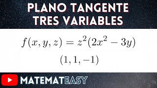 📌 Plano Tangente a una Superficie  Función de Tres Variables Ejercicio 1 [upl. by Fitzger]