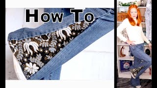 DIY  HOW TO MAKE FLARED JEANS QUICK AND EASY [upl. by Josler73]