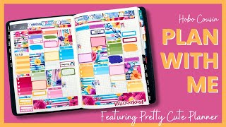 PLAN WITH ME  The prettiest summer spread  Hobonichi Cousin  Ft Pretty Cute Planner [upl. by Oab354]