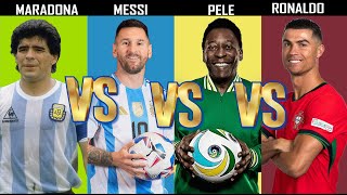 Comparison Diego Maradona Versus Lionel Messi Versus Pele Versus Cristiano Ronaldo [upl. by Araz]