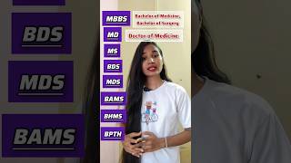 Medical Courses Full Form MBBS BDS BHMS BAMS BPT MD MS learnenglish shorts [upl. by Steffi353]