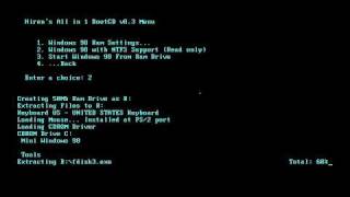 Boot Windows 98 without installation using Hiren Boot CD [upl. by Anelrahs]