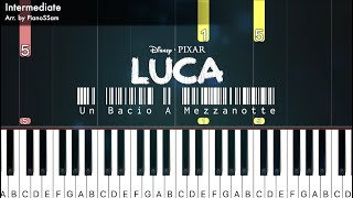 Intermediate Un Bacio A MezzanotteQuartetto Cetra  LUCA  Piano Tutorial with Finger Numbers [upl. by Suhail]