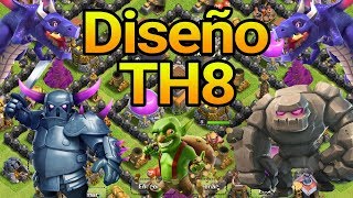 Diseño de Ayuntamiento nivel 8  2019  Con repeticiones  Difícil de destruir  Clash of Clans [upl. by Klinger362]