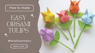 How to make Easy Paper Tulip Origami Flower [upl. by Keeler211]