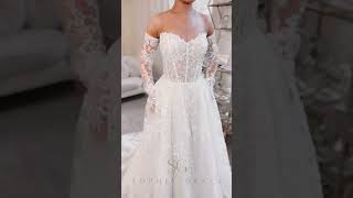 Calla Blanche Madina  Lace ALine Wedding Dress with Detachable Sleeves [upl. by Afaw]