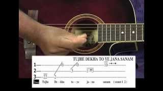 Tutorial for Tujhe dekha to ye jana sanam song on guitar [upl. by White379]