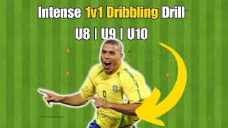 Intense 1v1 Dribbling Soccer Football Drill For U8  U9  U10 ⚽️ [upl. by Adnorhs454]