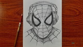 How to draw SpiderMan step by step  Spider man wearing headphones  easy tutorial [upl. by Tisha370]